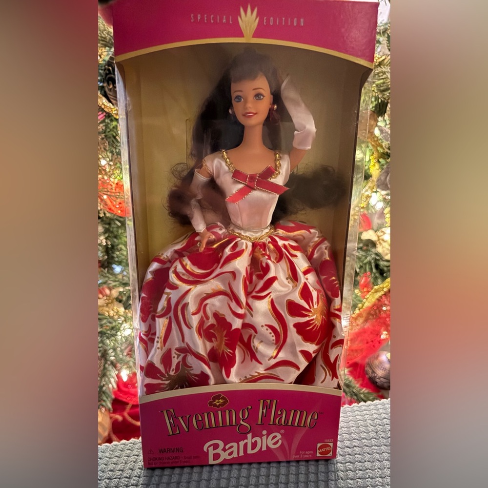 Barbie Evening Flame Doll in White and Red Gown